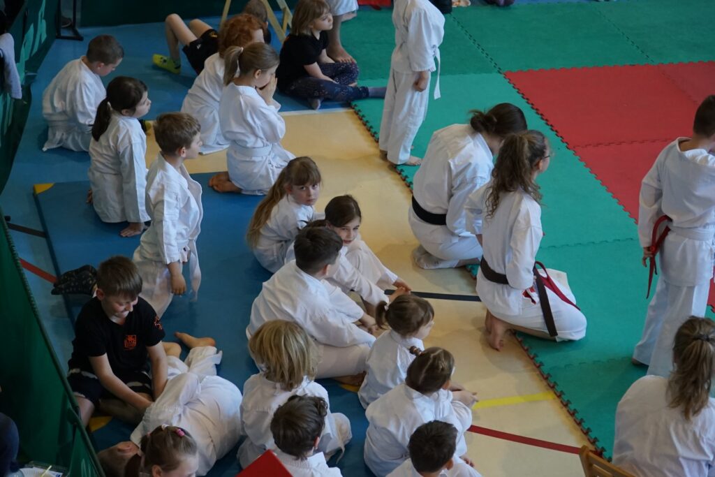 Oglądanie turnieju karate przez uczestników