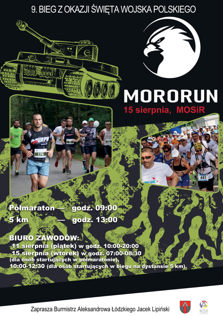 Grafika promująca MORORUN – 9. Bieg z okazji Święta Wojska Polskiego