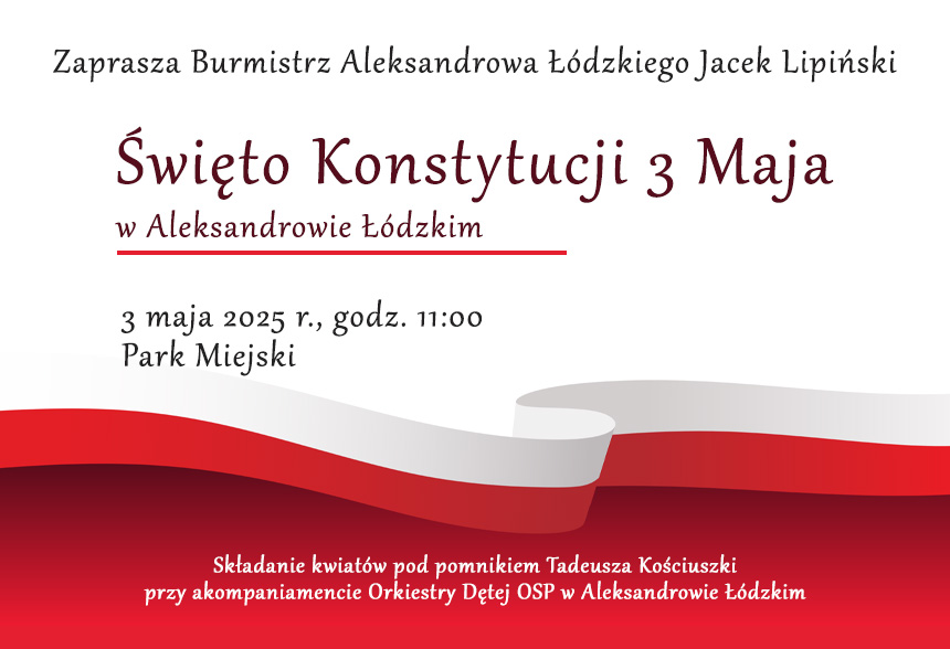 Grafika informująca o obchodach Święta Konstytucji 3 Maja